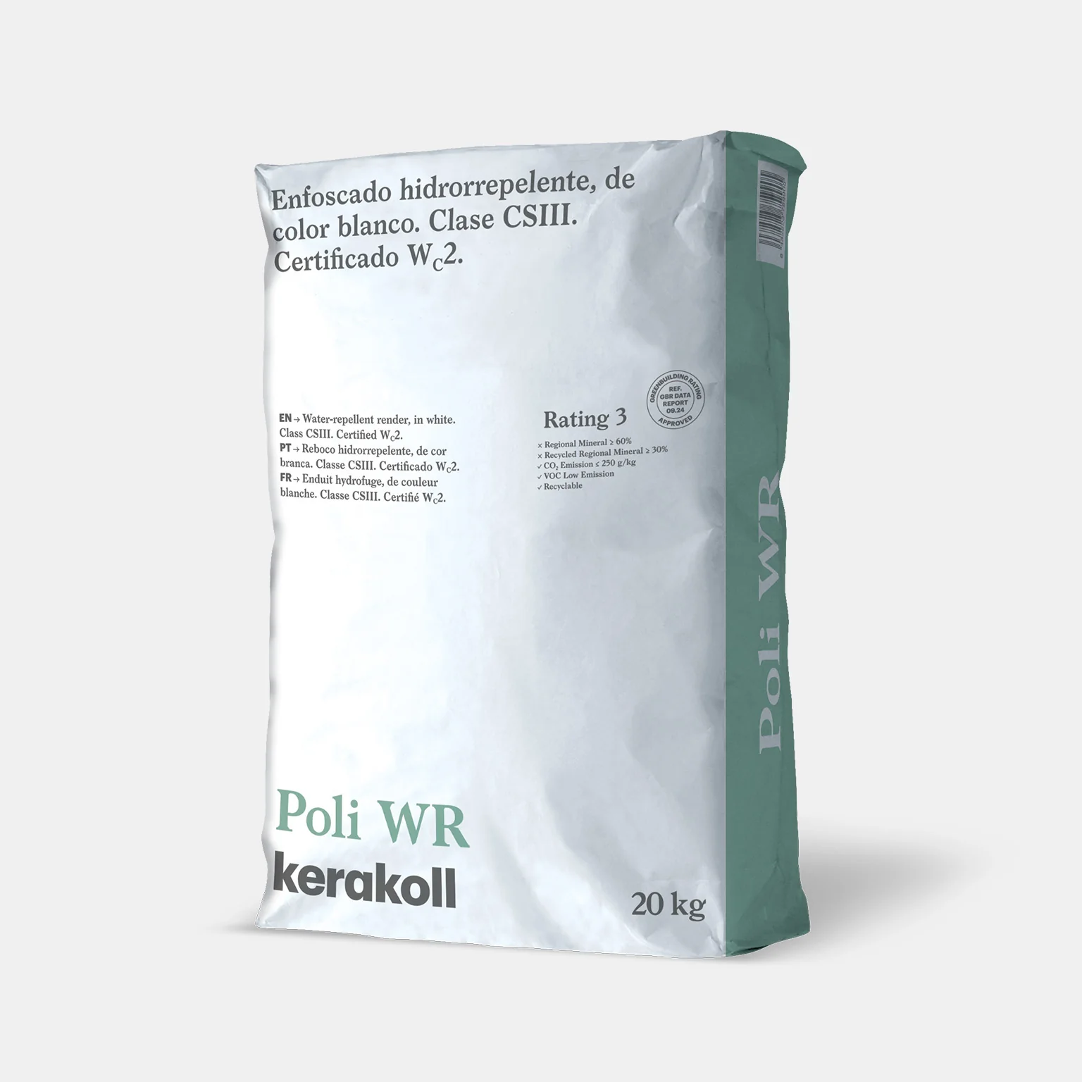 Kerakoll Poli WR blanc 20 kg — enduit hydrofuge grain fin CSIII WC2 — Cloisons, Isolation & Plâtrerie