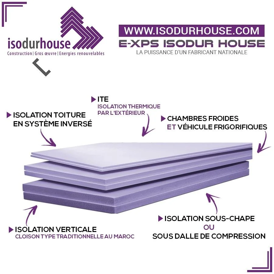 E-XPS ISODUR 6 cm — panneau isolant EPS ignifugé sous étanchéité (DTA) — vue 1