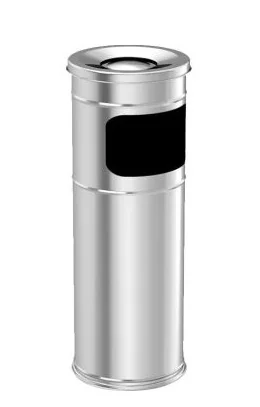 Poubelle cendrier cylindrique en inox — vue 2